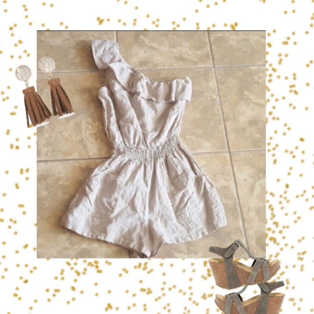 linen one shoulder romper